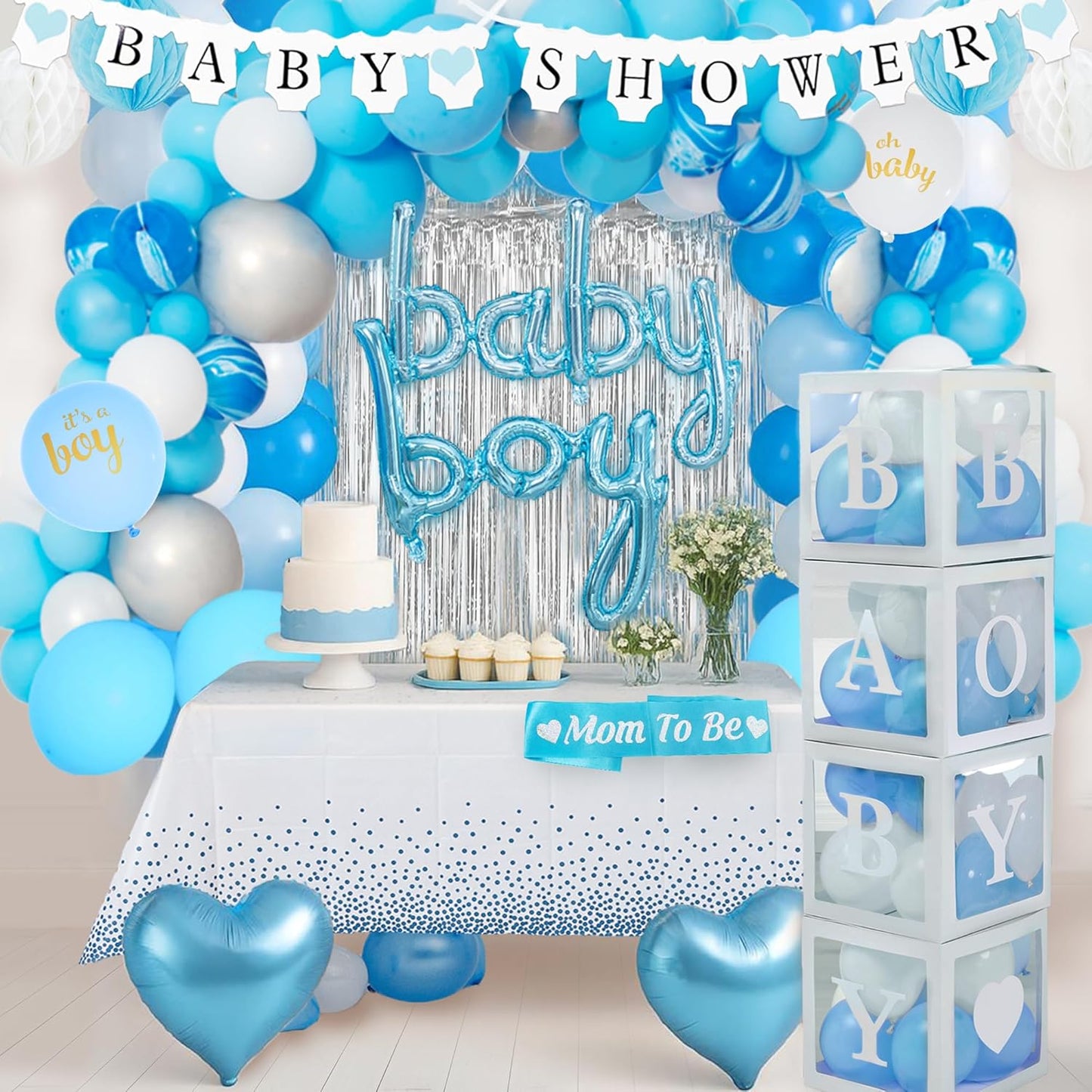 Baby Shower Decorations for Boy - BIMASO 165 Pcs Set