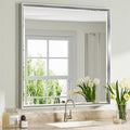 Silver Bathroom Mirror 36x36 in Beveled Silver Square Mirror