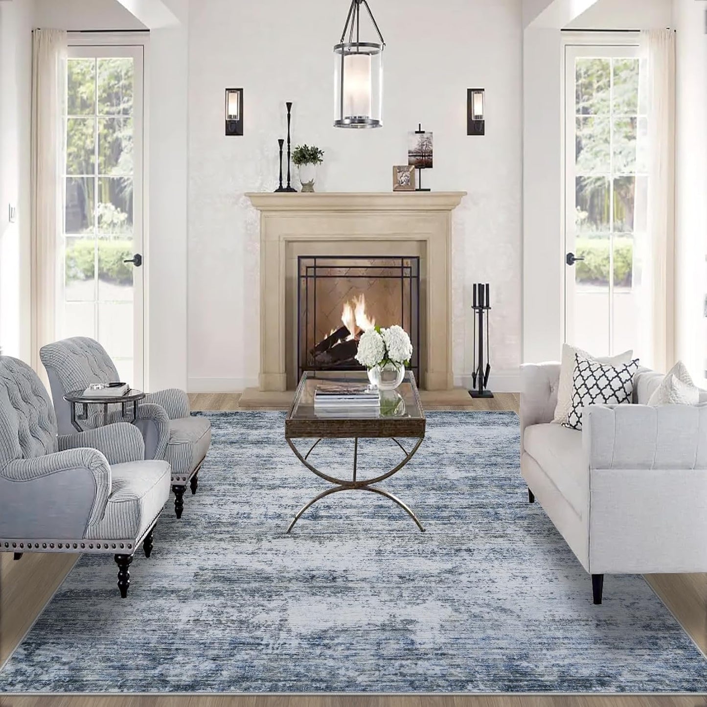 Large Machine Washable Area Rug 9x12 for Living Room Decor