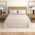 Twin Size Microfiber Sheet Set Purple Striped - Ultra-Soft