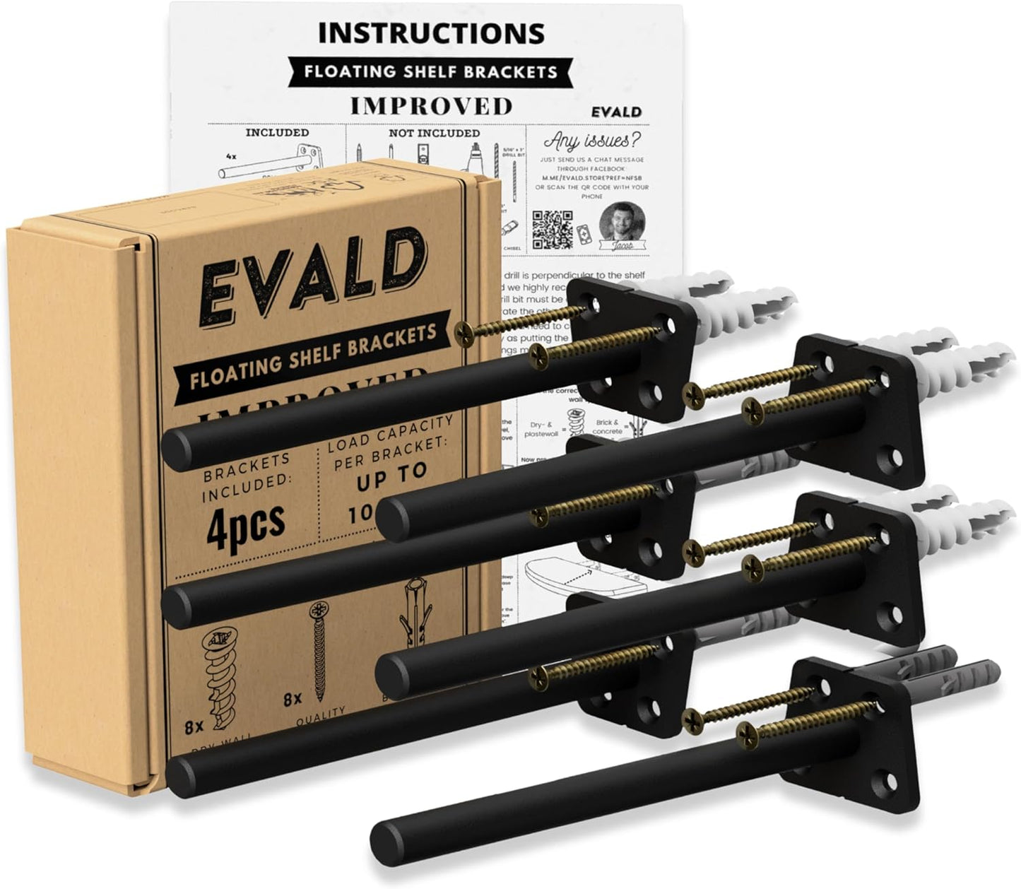 EVALD Hidden Floating Shelf Bracket for Home & Office Use