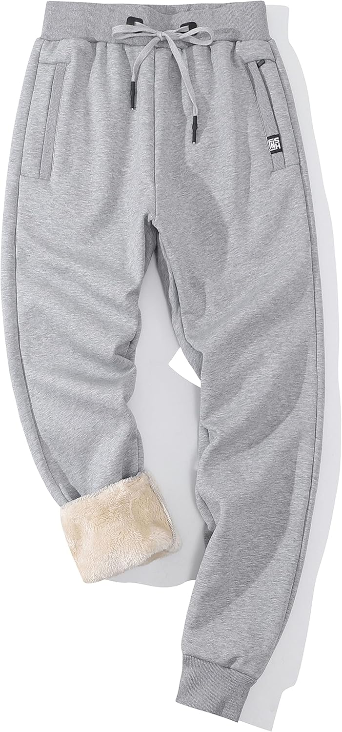Gihuo Men's Sherpa Lined Athletic Sweatpants for Winter Warmth