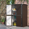 Outdoor Storage Cabinet Waterproof with Shelves - Tall Lockable Brown