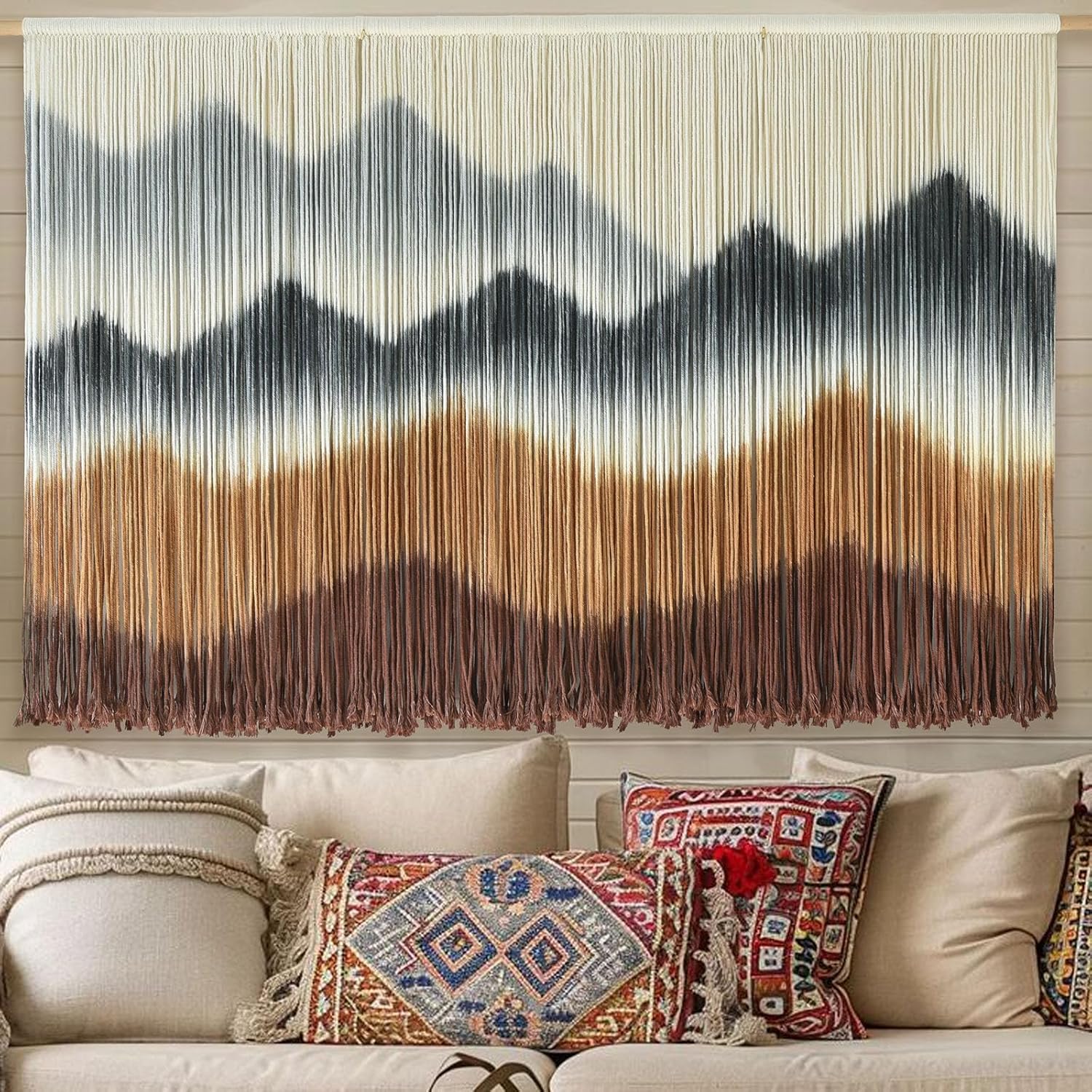 Macrame Wall Hanging Mountain Art for Modern Home Decor