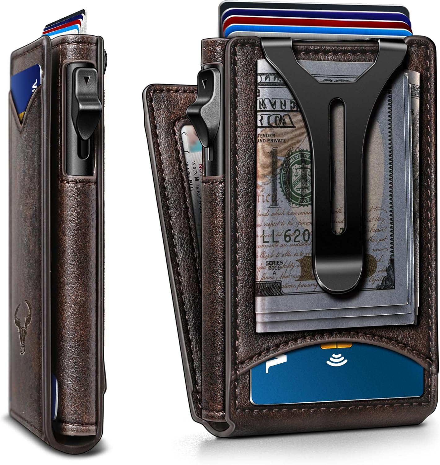 BULLIANT Men Wallet Slim Money Clip Wallet for 9 Cards
