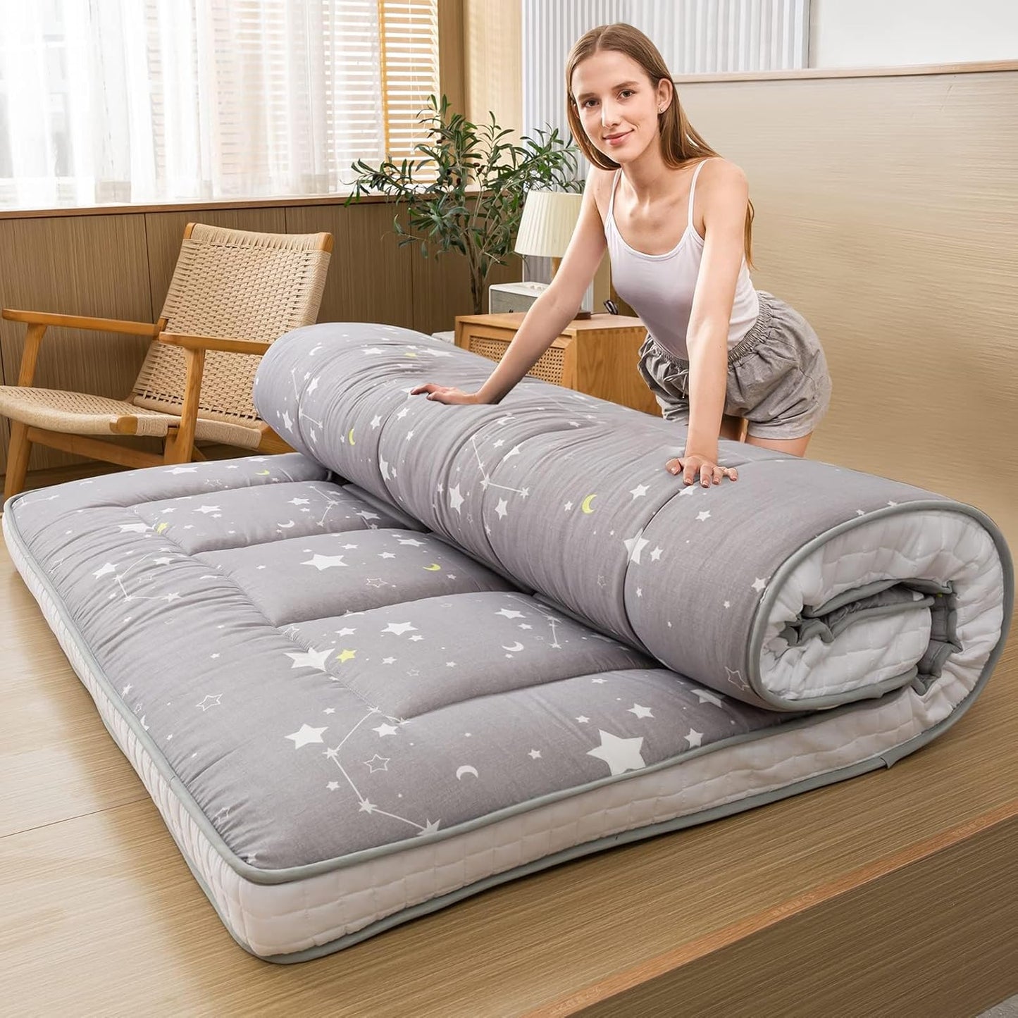 MAXYOYO Grey Constellation Futon Mattress for Comfort and Support