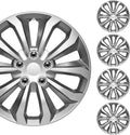 BDK Hubcaps Wheel Covers 16in Premium Silver and Gunmetal - Stylish