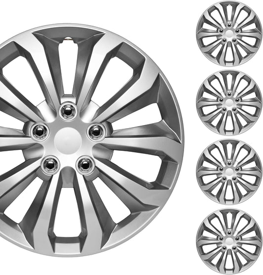 BDK Hubcaps Wheel Covers for Cars - Premium 16in Snap-On Style