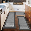 Ileading Kitchen Mat Set 3-Piece Dark Gray - Durable Non-Slip Runner