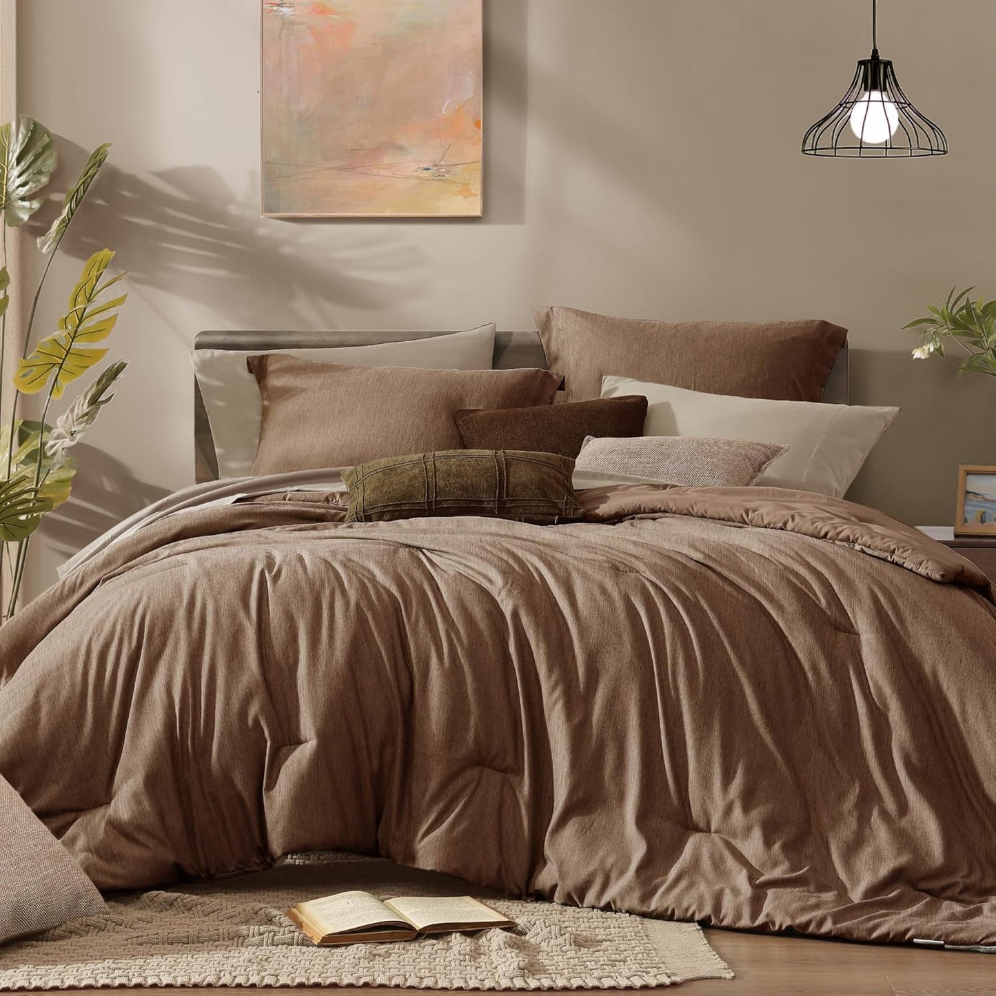 Monbix Queen Comforter Set - 7 Pieces for Cozy Sleep