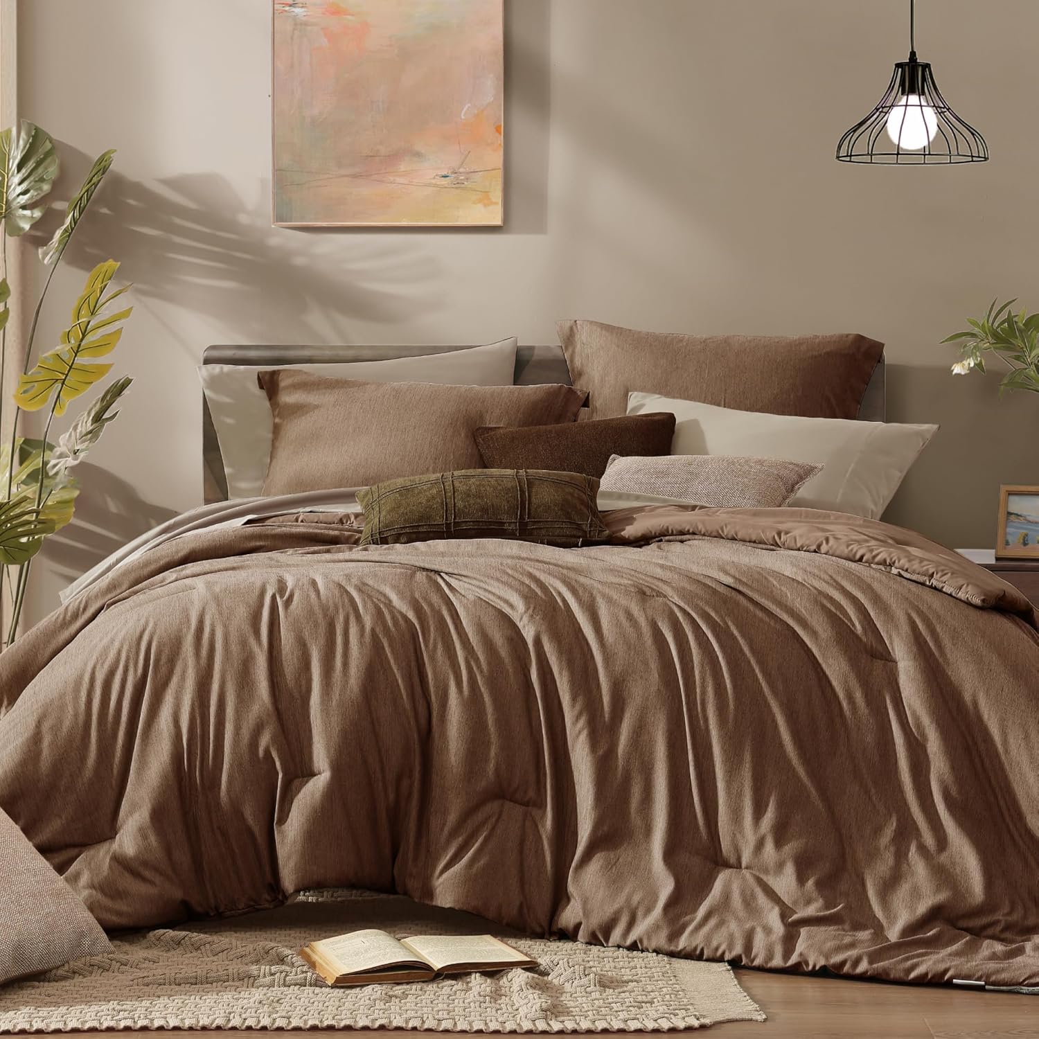 Monbix Queen Comforter Set - 7 Pieces for Cozy Sleep