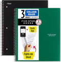 Five Star Spiral Notebooks + Study App, 2 Pack - Durable 3-Subject