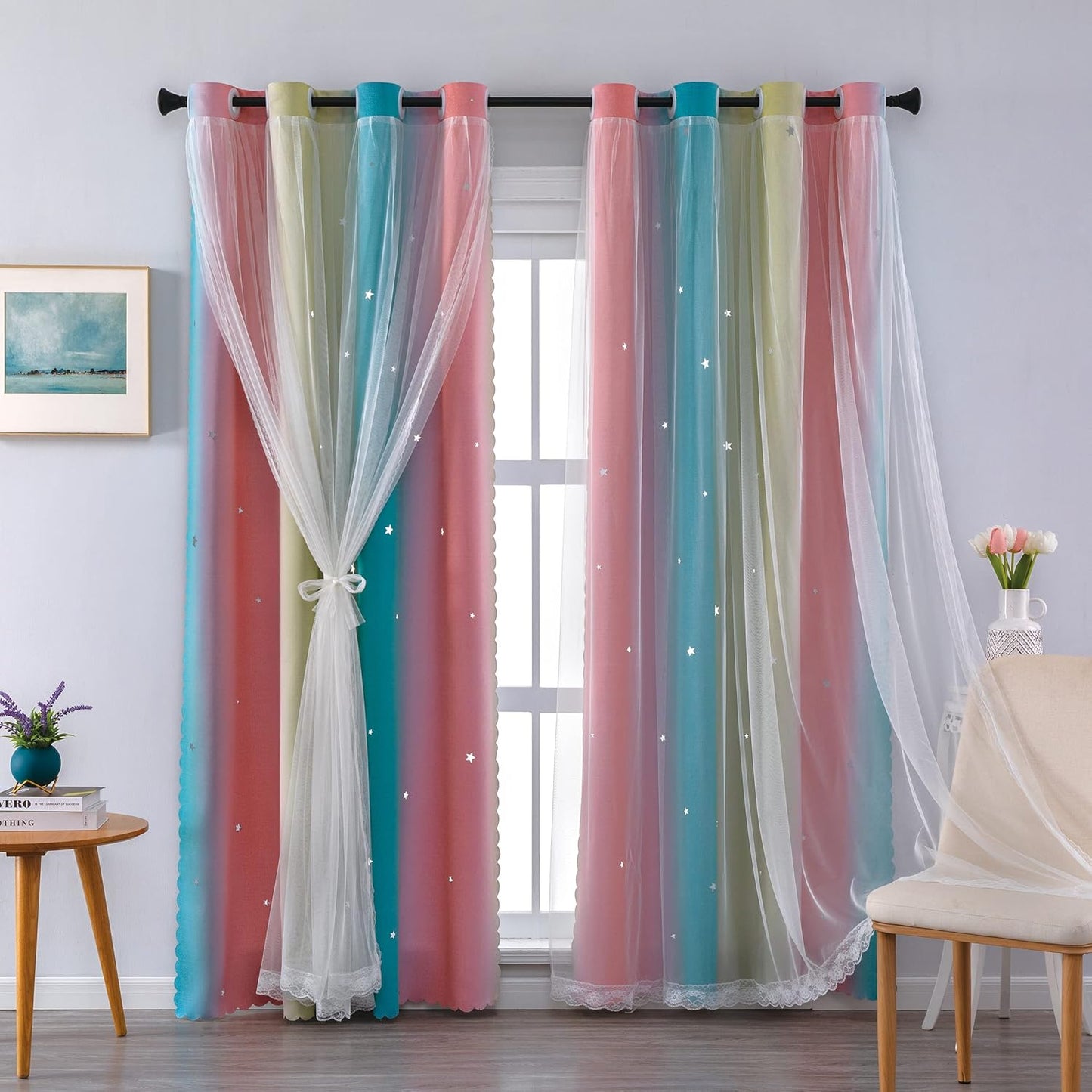 XiDi Blackout Curtains for Girls Bedroom with Unicorn Design