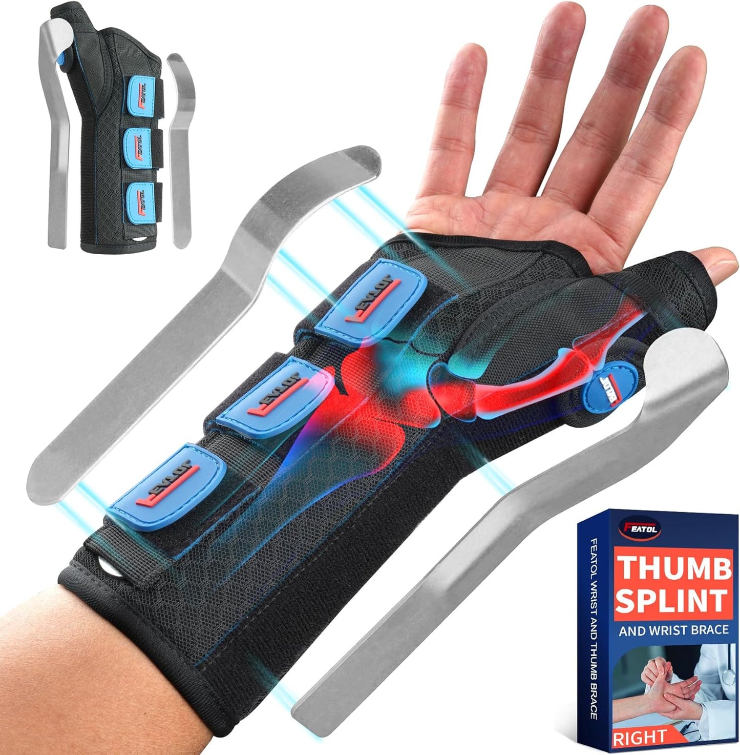 FEATOL Carpal Tunnel Wrist Brace Night Support for Pain Relief