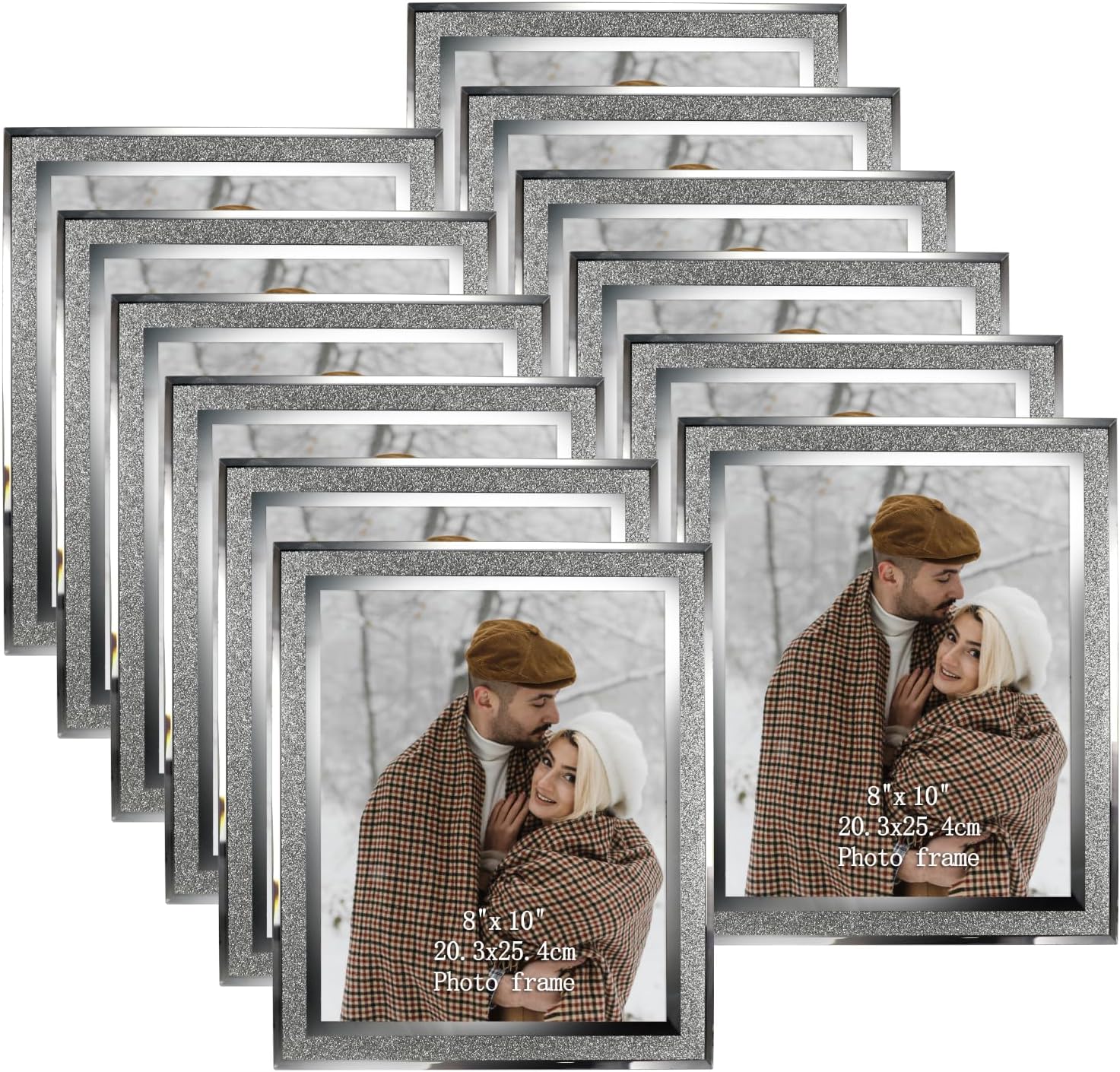 Calenzana 12 Pack 8x10 Sparkle Glass Picture Frames for Display