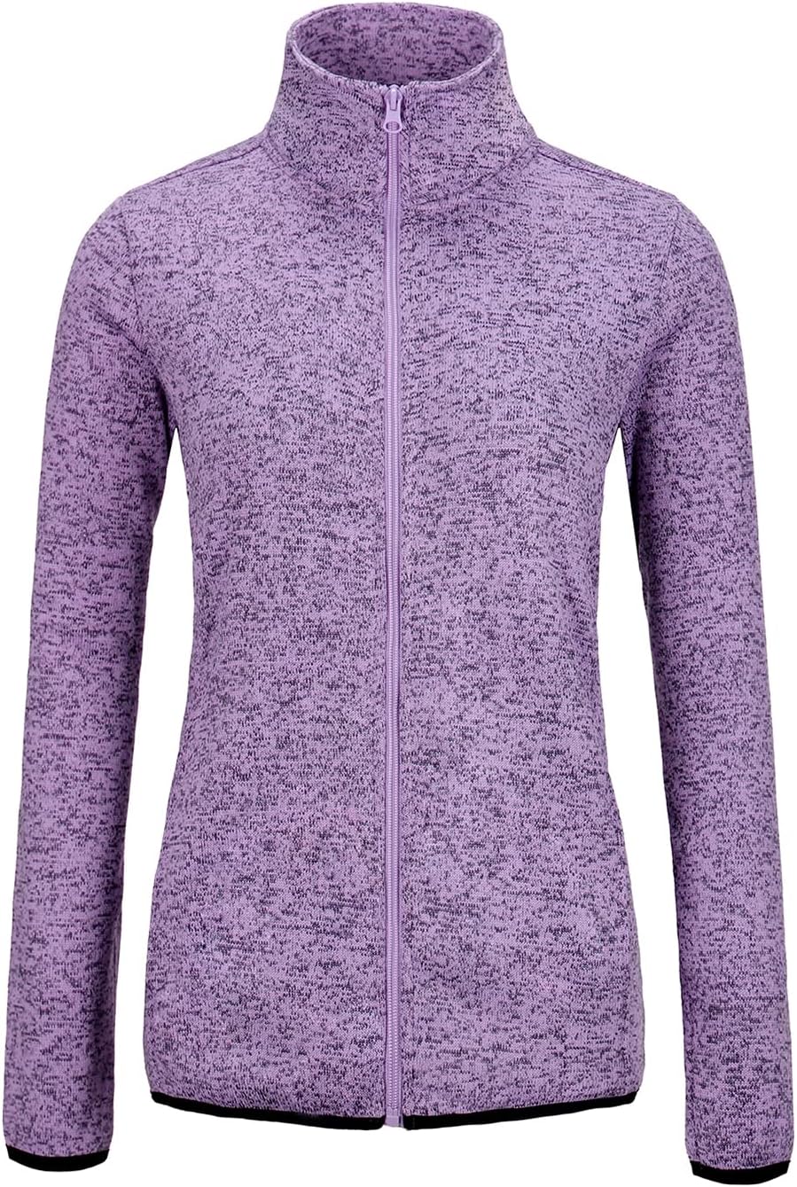 Dolcevida Women's Long Sleeve Fleece Zip Up Jacket with Pockets