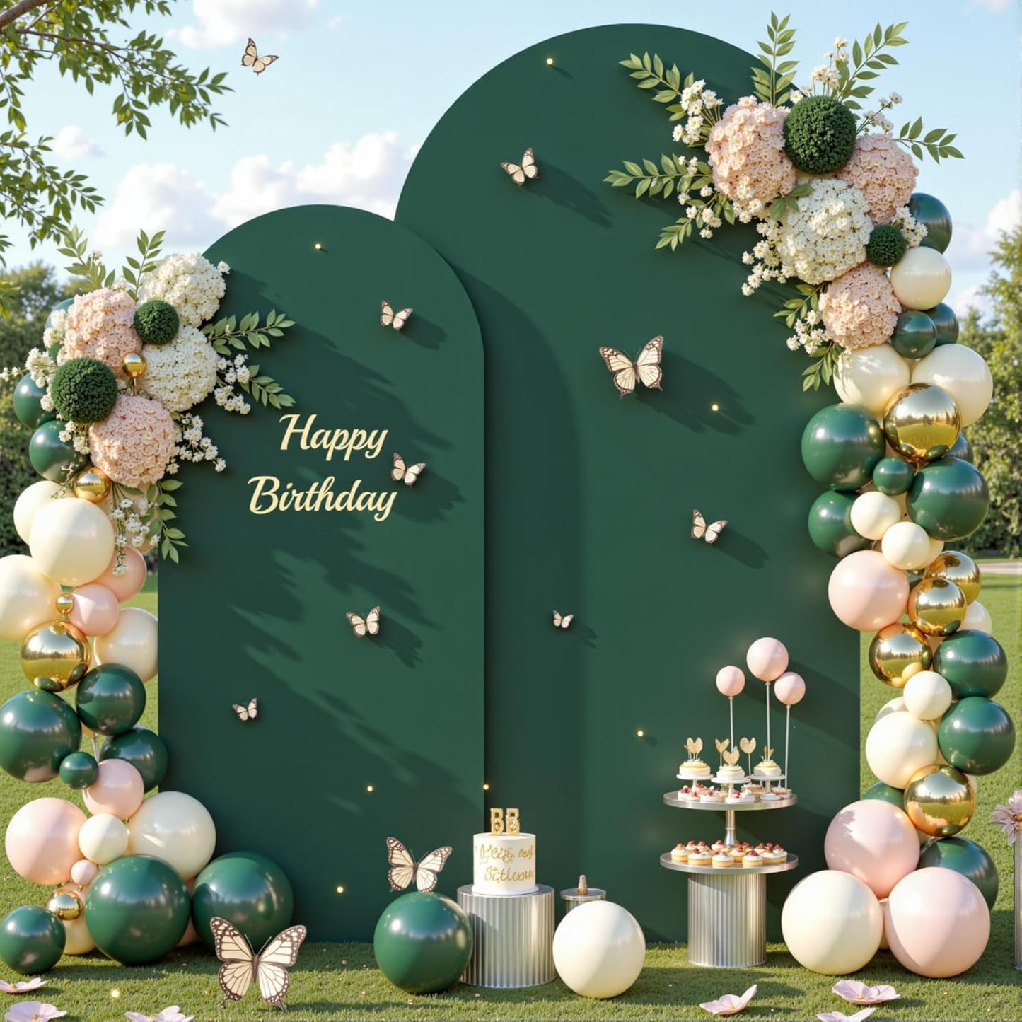 Hunter Green Arch Backdrop Cover Set of 2 for Elegant Events