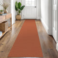 KOZYFLY Runner 2x8 ft Orange/Tan Hallway Rug - Washable Cotton Runner