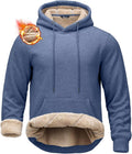 Pudolla Men's Sherpa Hoodie Pullover - Thick Warm Fleece Lined Fashion