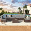 U-MAX 7 Piece PE Rattan Patio Furniture Set - Comfortable 4-6 Seat