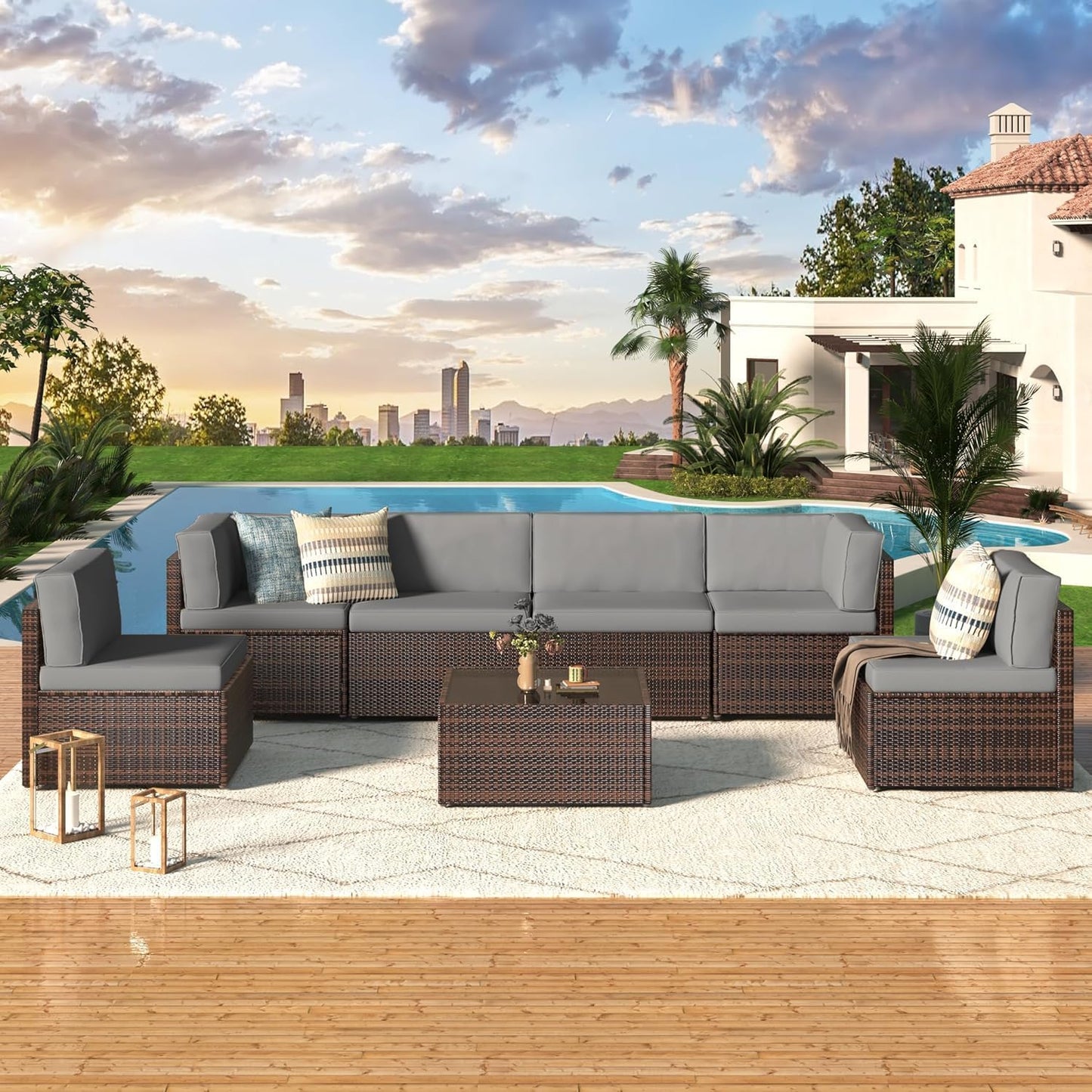 U-MAX 7 Piece Outdoor Patio Furniture Set for Comfort and Style