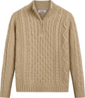 Boys Gray Cable Knit Half Zip Sweater for Ages 3-12 - Lightweight