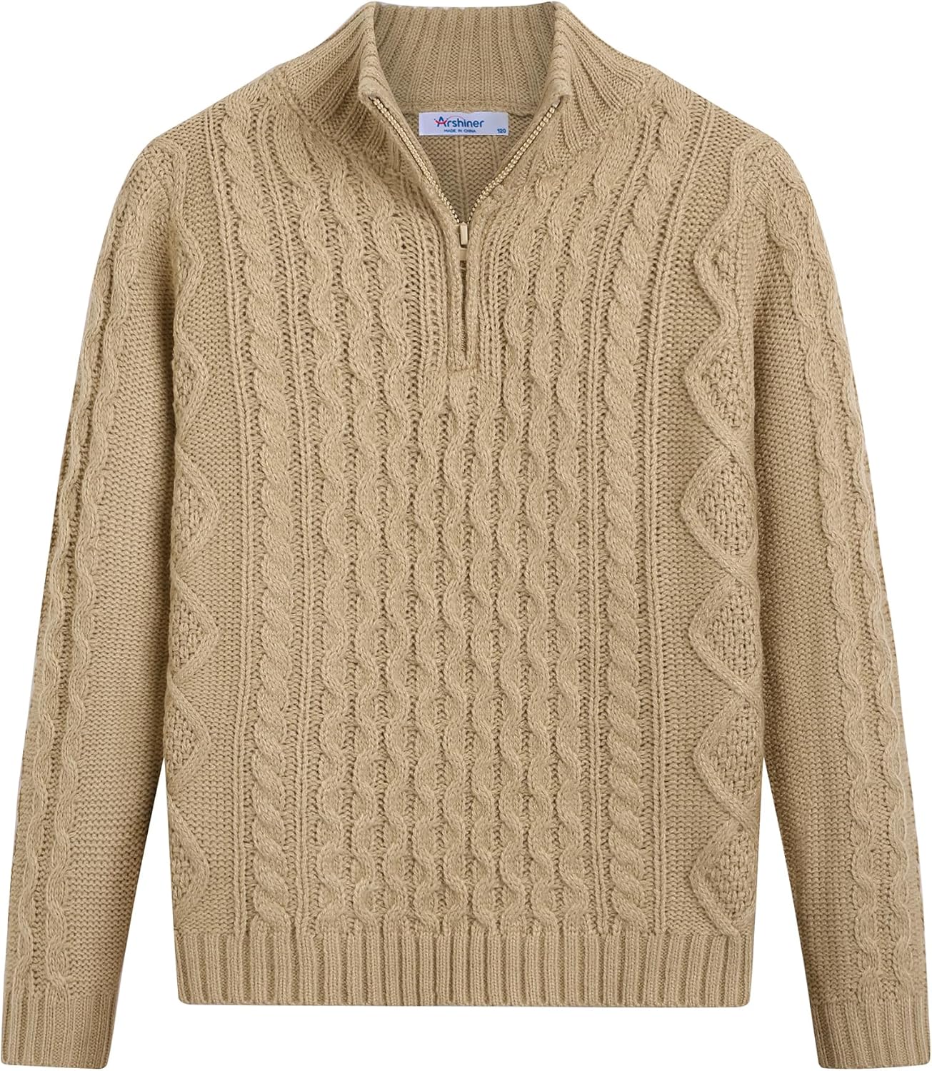 Arshiner Boy's Cable Knitted Sweater Half Zip for Kids 3-12