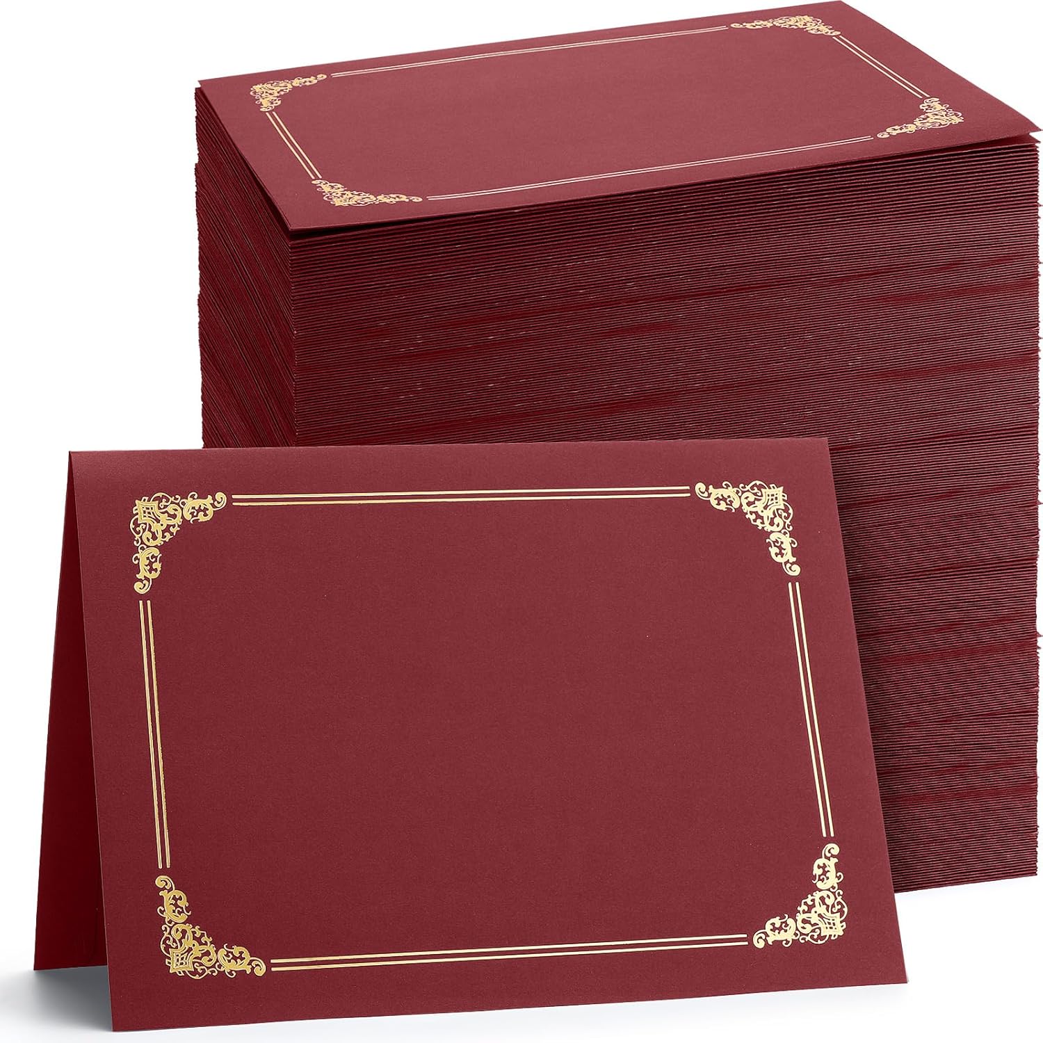 Fainne 120 Packs Certificate Holders with Gold Foil Border