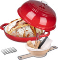 6 Quart Enameled Cast Iron Dutch Oven in Red - Bread Oven & Bake Set