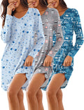3 Pack Women's Nightgowns Long Sleeve Sleep Shirts - Soft Comfort