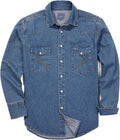 HISEA Men's Denim Work Shirt Long Sleeve - Durable Workwear