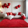 Red Fluffy Rug for Living Room 6x9 ft - Soft Plush Shag Carpet