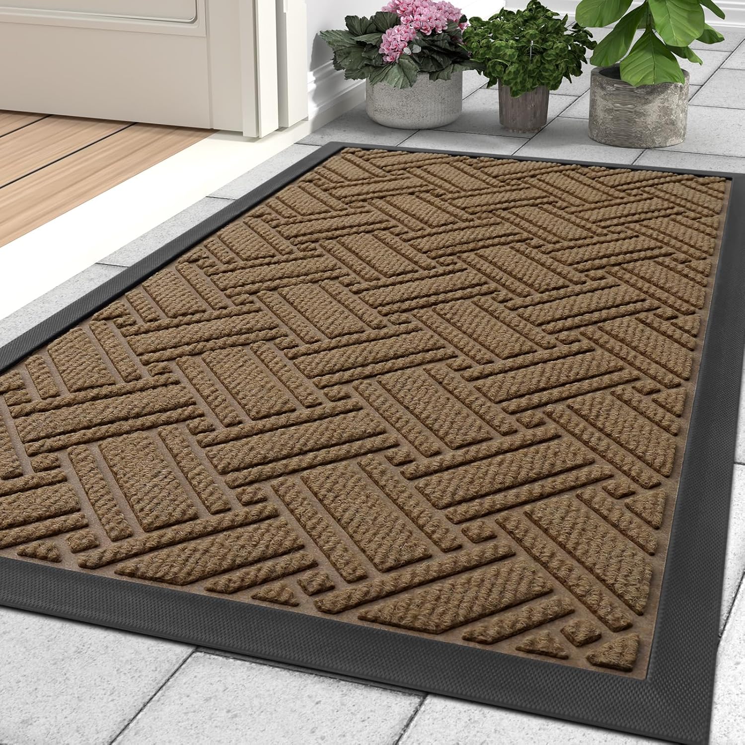 OLANLY Indoor Outdoor Mat - Sturdy Natural Rubber Doormat