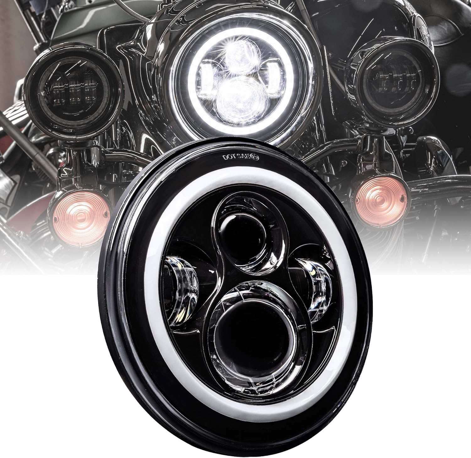 TRUE MODS 7in HALO LED Headlight for Harley Davidson Motorcycles