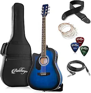 Ashthorpe Full-Size Left-Handed Acoustic-Electric Guitar Package