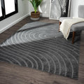 LUXE WEAVERS Modern Geometric Wave Anthracite 4x6 Rug - Soft, Durable