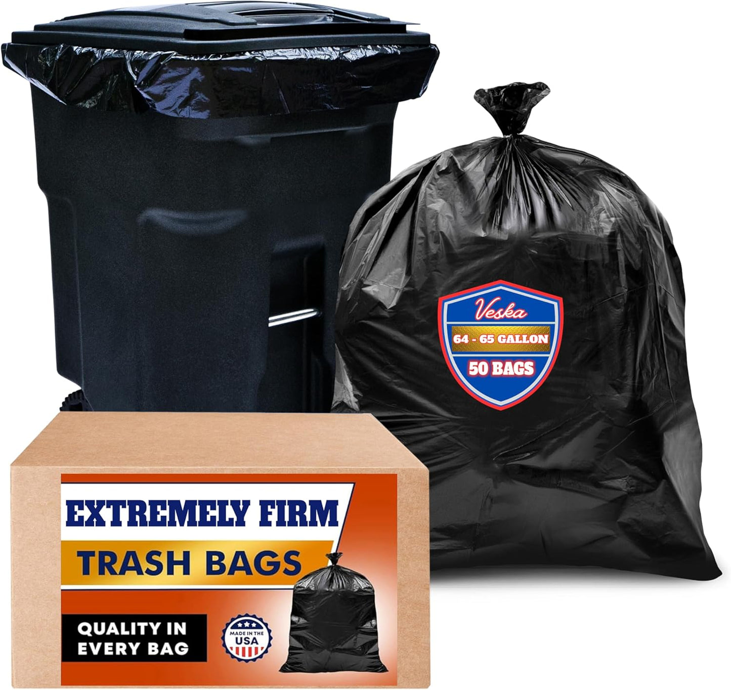 Extra Large 65 Gallon Trash Bags for Tough Cleanups and More