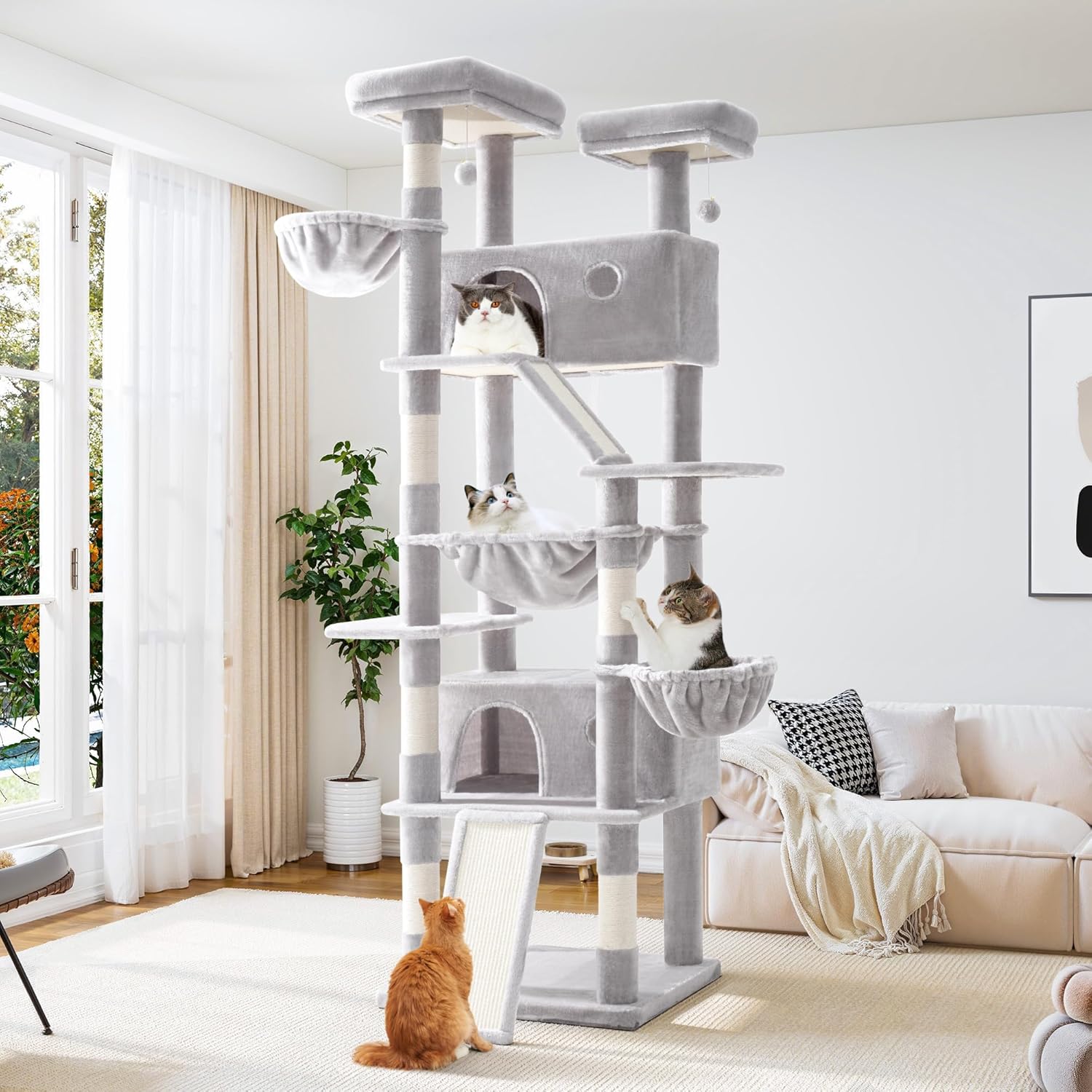 Allewie 81 Inches Tall Cat Tree for Big Felines and Playtime