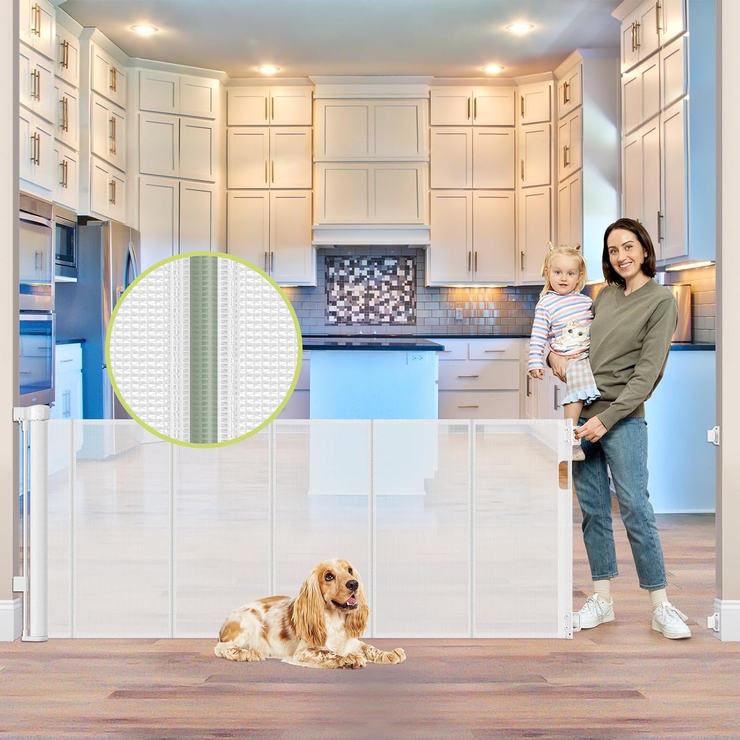 Reinforced 80 Inch Extra Wide Retractable Baby Gate for Pets
