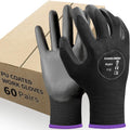 Kebada 60 Pairs Work Gloves Bulk Pack - Breathable PU Grip Gloves