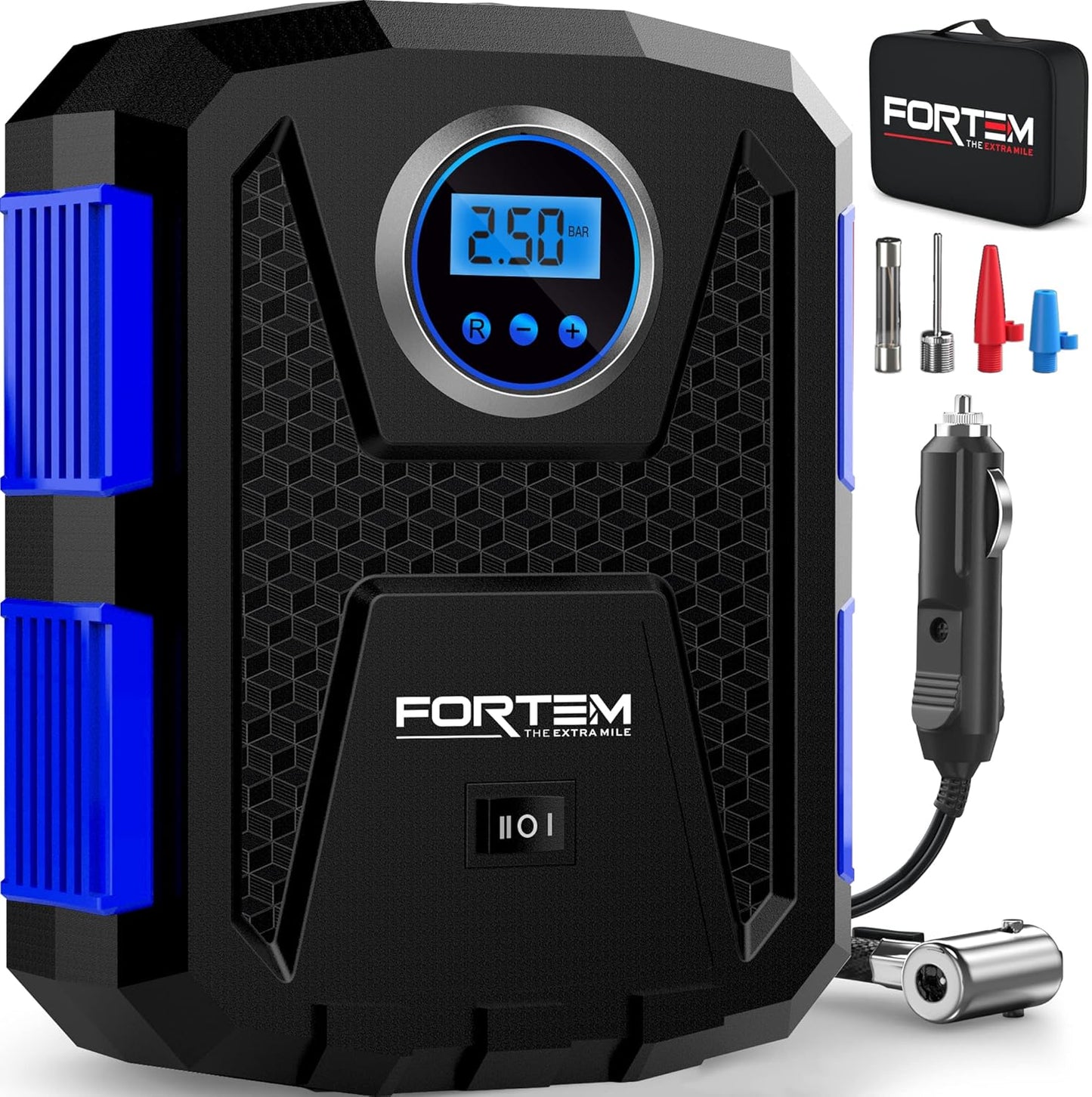 FORTEM Portable Tire Inflator 150 PSI for Car and Bike Use