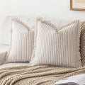 Throw Pillow Covers 24x24 Set of 2 Striped Fringe Pillow Covers