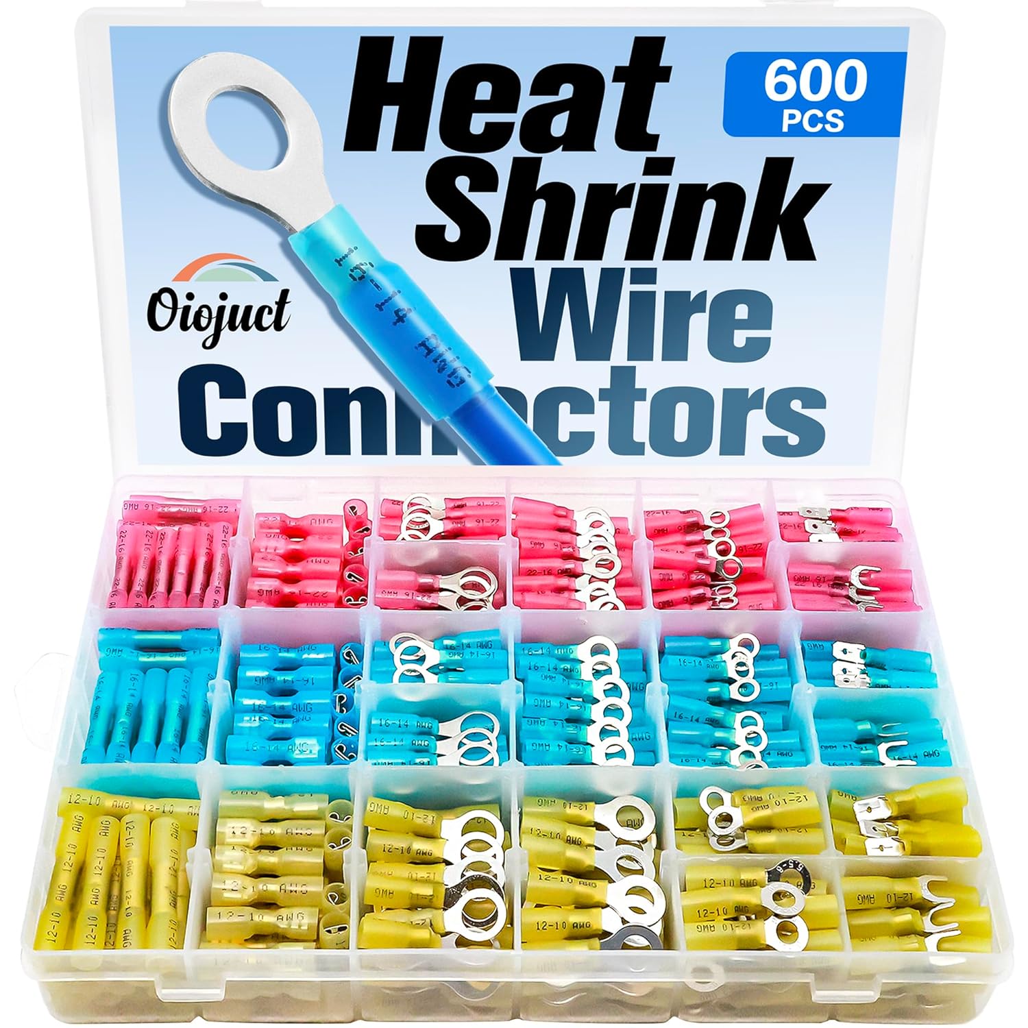 600Pcs Heat Shrink Wire Connectors Electrical Kit for Marine Use