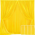 4 Panels Yellow Backdrop Curtain for Parties - Wrinkle Free Lemon