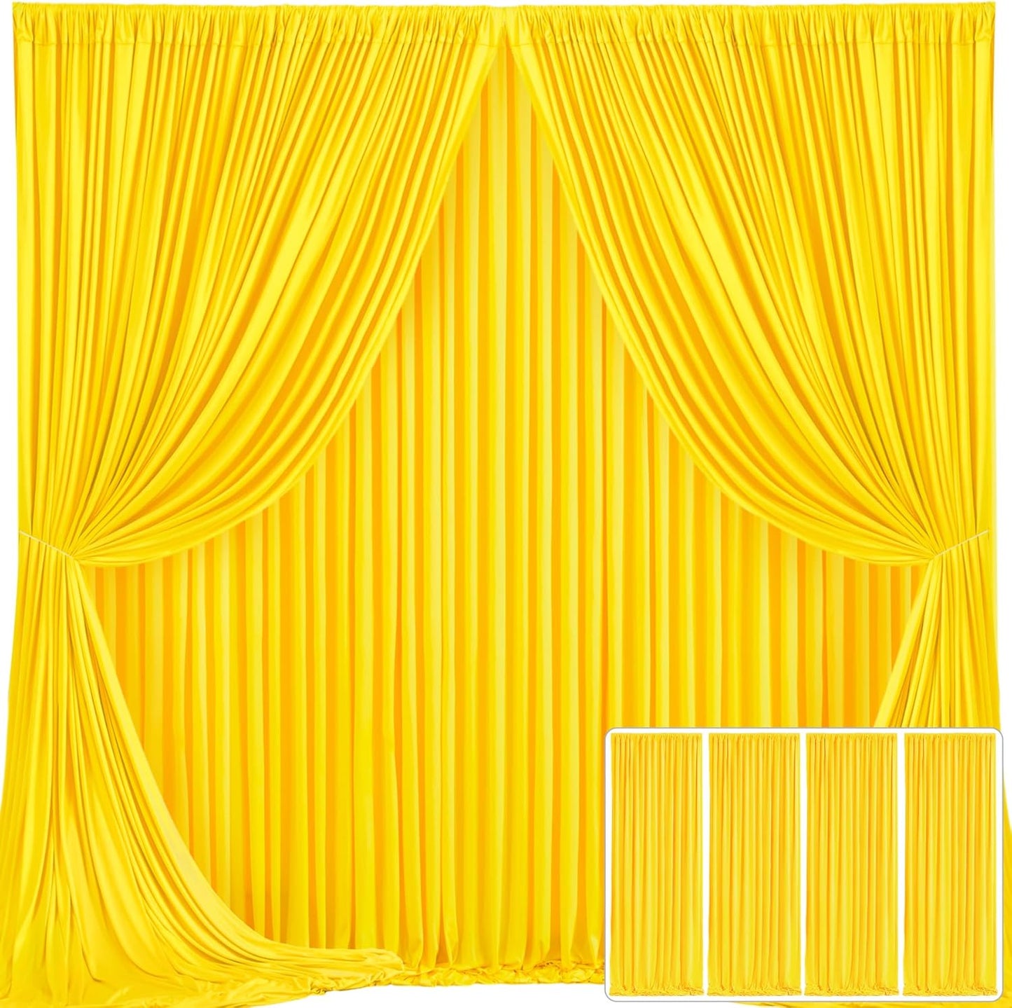 4 Panels Yellow Backdrop Curtain for Parties and Events