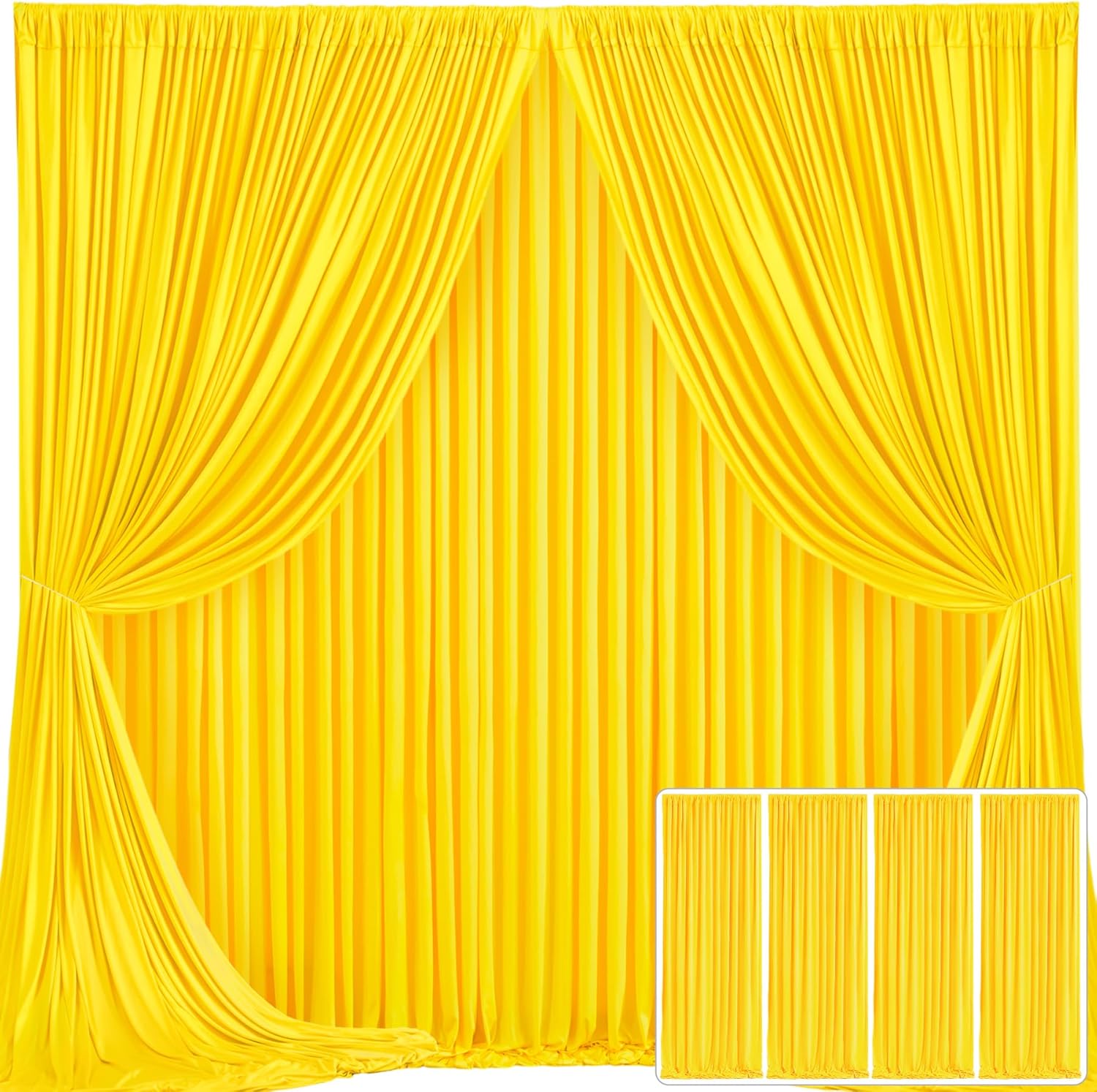 4 Panels Yellow Backdrop Curtain for Parties and Events