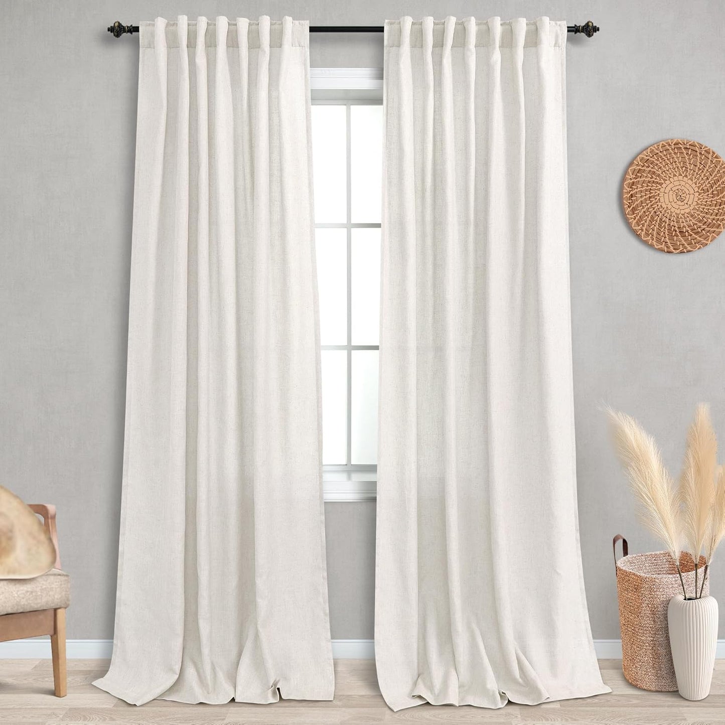 KOUFALL 92 Inch Curtains for Living Room - Light Filtering Drapes