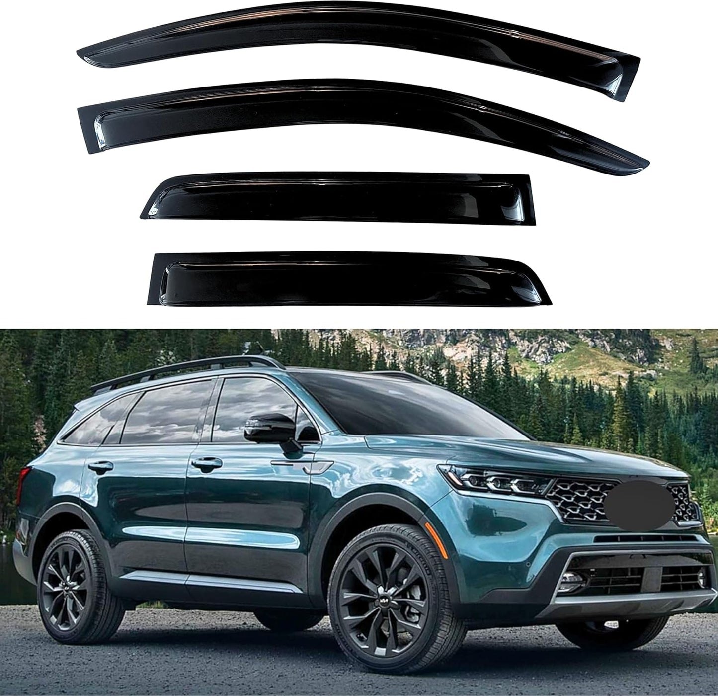 KPY Window Visor for Kia Sorento 2021-2024 - Rain Guard Deflectors