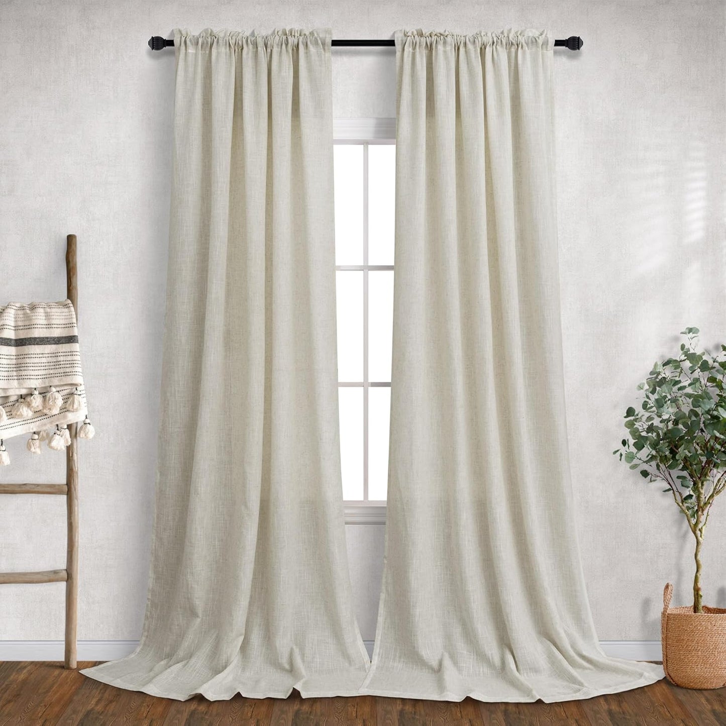 Mrs.Naturall Beige Curtains 5 FT Wide 108 Inch Long Panels