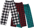 Ekouaer Boys 3 Pack Plaid Lounge Pants with 2 Pockets - Soft PJ Set